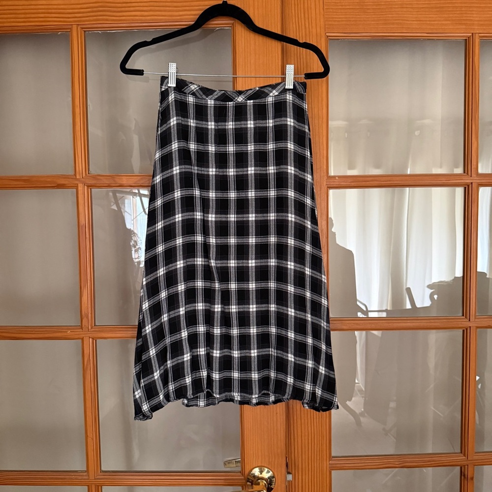Disturbia Black & White Plaid Midi Skirt